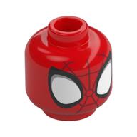 Tête de minifigurine Spider-Man, grands yeux blancs et argentés, motif imprimé Web noir (Minifig Head Spider-Man, Large White and Silver Eyes, Black Web Print)