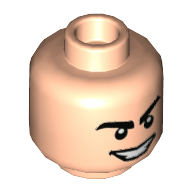 Tête de minifigurine rhinocéros, sourcils épais, sourire mal avec des dents motif imprimé (Minifig Head Rhino, Thick Eyebrows, Evil Smile with Teeth Print)