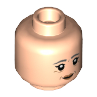 Tête de minifigurine Madame Pomfrey, sourcils gris bleuté foncé, rides, lèvres pêche, motif : bouche fermée / bouche ouverte (Minifig Head Madam Pomfrey, Dark Bluish Gray Eyebrows, Wrinkles, Peach Lips, Closed Mouth / Open Mouth Print)