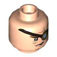 Tête de minifigurine alastor mad-œil moody / barty accroupi jr, lignes de cicatrices, bouche fourrée, et cache-œil magique / barbe naissante et lécher les lèvres motif imprimé (Minifig Head Alastor Mad-Eye Moody / Barty Crouch Jr, Scar Lines, Furled Mouth, and Magic Eyepatch / Stubble and Licking Lips Print)
