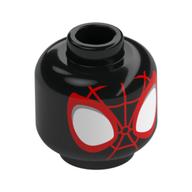 Tête de minifigurine Spider-Man (Miles Morales), Grands yeux blancs, motif imprimé Web rouge (Minifig Head Spider-Man (Miles Morales), Large White Eyes, Red Web Print)