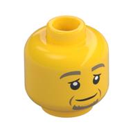 Tête de minifigurine Wylde, sourcils beige foncé et barbe, yeux ouverts sourire / fermé yeux sourire motif imprimé (Minifig Head Wylde, Dark Tan Eyebrows and Beard, Open Eyes Smile / Closed Eyes Smile Print)