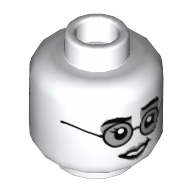 Tête de minifigurine Mimi Geignarde, lunettes, fard à paupières gris bleuté clair, sourire / triste avec motif imprimé larme (Minifig Head Moaning Myrtle, Glasses, Light Bluish Gray Eye Shadow, Smile / Sad with Tear Print)