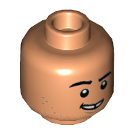 Tête de minifigurine franklin webb, sourcils épais, barbe naissante léger, motif : sourire / effrayé (Minifig Head Franklin Webb, Thick Eyebrows, Light Stubble, Smile / Scared Print)