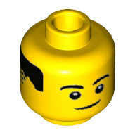 Tête de minifigurine, sourcils, Cheveux sur le dos, motif : sourire (Minifig Head, Eyebrows, Hair on Back, Smile Print)