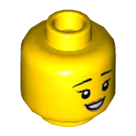 Tête de minifigurine, sourcils, Cils, lèvres pêche, ouvert Sourire / Léger Sourire imprimé (Minifig Head, Eyebrows, Eyelashes, Peach Lips, Open Smile / Slight Smile Print)