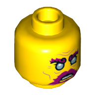 Tête de minifigurine dragon de l'est, sourcils broussailleux magenta et barbe, yeux bleu clair vif, motif : bouche ouverte / bouche fermée (Minifig Head Dragon of the East, Bushy Magenta Eyebrows and Beard, Bright Light Blue Eyes, Open Mouth / Closed Mouth Print)