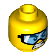 Tête de minifigurine moine kid, lunettes et la bouche en colère / taches de saleté et la bouche ouverte sourire motif imprimé (Minifig Head Monkie Kid, Goggles and Angry Mouth / Dirt Stains and Open Mouth Smile Print)