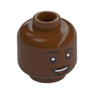 Tête de minifigurine izzy hawthorne / monica rambeau (photon), cils, bouche ouverte sourire / sourire motif imprimé (Minifig Head Izzy Hawthorne / Monica Rambeau (Photon), Eyelashes, Open Mouth Smile / Smirk Print)