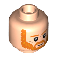 Tête de minifigurine Vincent van Gogh, sourcils orange et barbe, Motif imprimé sérieux (Minifig Head Vincent van Gogh, Orange Eyebrows and Beard, Serious Print)