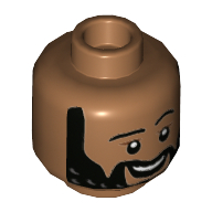 Tête de minifigurine Motif imprimé Mo Morrison, barbe, moustache, motif : sourcil levé (Minifig Head Mo Morrison, Beard, Moustache, Raised Eyebrow Print)