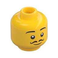 Tête de minifigurine mr produire, minces sourcils, frisé brun moustache, sourire motif imprimé (Minifig Head Mr Produce, Thin Eyebrows, Curly Brown Moustache, Smile Print)