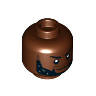Tête de minifigurine M'Baku, barbe touffue, moustache barbe naissante, motif : sourire menaçant (Minifig Head M'Baku, Bushy Beard, Stubbled Moustache, Mean Smile Print)