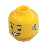 Tête de minifigurine, Aide auditive, Sourire Affichage des dents motif imprimé (Minifig Head, Hearing Aid, Smile Showing Teeth Print)