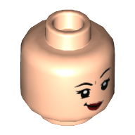 Tête de minifigurine Nymphadora Tonks, cils, sourire avec lèvres rouges / nez de porc motif imprimé (Minifig Head Nymphadora Tonks, Eyelashes, Smirk with Red Lips / Pig Nose Print)