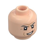 Tête de minifigurine belloq, sourcils gris bleuté foncé, rides, motif : sourire en coin (Minifig Head Belloq, Dark Bluish grey Eyebrows, Wrinkles, Smirk Print)
