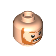 Tête de minifigurine Obi-Wan Kenobi, barbe orange foncé, Sérieux avec Or Casque / dents serrées motif imprimé (Minifig Head Obi-Wan Kenobi, Dark Orange Beard, Serious with Gold Headset / Clenched Teeth Print)
