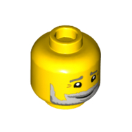 Tête de minifigurine Gardien du phare, Pieds de corbeaux, barbe gris bleuté clair et gris bleuté foncé, motif : sourire (Minifig Head Lighthouse Keeper, Crows Feet, Light Bluish Gray and Dark Bluish Gray Beard, Smile Print)