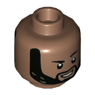 Tête de minifigurine Maître Karl Mordo, barbe, sourire avec sourcil gauche surélevé / sérieux avec motif imprimé bouche fermée (Minifig Head Master Karl Mordo, Beard, Smile with Raised Left Eyebrow / Serious with Closed Mouth Print)