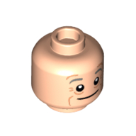 Tête de minifigurine credo bratton, sourcils gris bleuté foncé, rides, bouche droite fermée motif imprimé (Minifig Head Creed Bratton, Dark Bluish Grey Eyebrows, Wrinkles, Straight Closed Mouth Print)