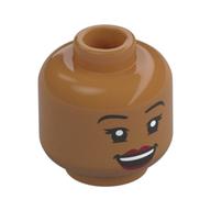Tête de minifigurine Kelly Kapoor, Cils, lèvres rouge foncé, bouche ouverte avec dents / Motif imprimé bouche fermée Quizzical (Minifig Head Kelly Kapoor, Eyelashes, Dark Red Lips, Open Mouth with Teeth / Quizzical Closed Mouth Print)