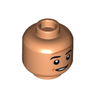 Tête de minifigurine Oscar Martinez, lignes de contour brun rougeâtre, léger sourire avec mince bouche ouverte / motif imprimé sérieux (Minifig Head Oscar Martinez, Reddish Brown Contour Lines, Slight Smile with Thin Open Mouth / Serious Print)