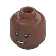 Tête de minifigurine, Cils, Aide auditive Turquoise foncée, Sourire, Motif imprimé dents (Minifig Head, Eyelashes, Dark Turquoise Hearing Aid, Smile, Teeth Print)