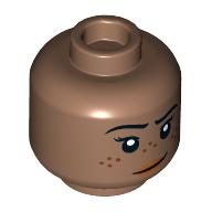Tête de minifigurine, lèvres de nougat, sourire lobside, taches de rousseur motif imprimé (Minifig Head, Nougat Lips, Lobsided Smile, Freckles Print)