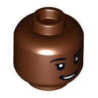 Tête de minifigurine, Sourire avec les dents / Motif imprimé inquiet (Minifig Head, Smile with Teeth/Worried Print)