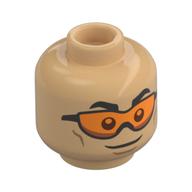 Tête de minifigurine, Visières oranges, Motif imprimé confiant/déterminé (Minifig Head, Orange Visors, Confident/Determined Print)