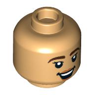Tête de minifigurine ms. merveille, bouche ouverte sourire / sourire en coin tordu motif imprimé (Minifig Head Ms. Marvel, Open Mouth Smile / Crooked Smirk Print)