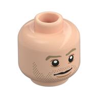 Tête de minifigurine brian o'conner, sourcils beige foncés et motif imprimé barbe naissante (Minifig Head Brian O'Conner, Dark Tan Eyebrows and Stubble Print)