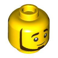Tête de minifigurine, Barbe brune foncée, Motif imprimé sourire/clin d'œil (Minifig Head, Dark Brown Beard, Smile/Wink Print)