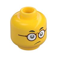 Tête de minifigurine Mr Tang, Yeux fermés avec bouche ouverte / Yeux ouverts avec des lunettes brun rougeâtre et fermé Motif imprimé Bouche (Minifig Head Mr Tang, Eyes Closed with Open Mouth / Eyes Open with Reddish Brown Glasses and Closed Mouth Print)