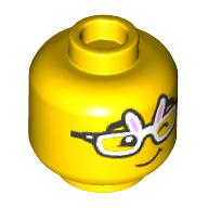 Tête de minifigurine Lunettes de lapin, clin d'œil, motif : sourire (Minifig Head Bunny Glasses, Wink, Smile Print)