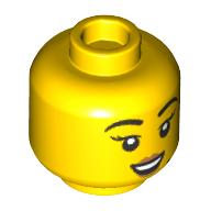 Tête de minifigurine, sourire heureux avec des lèvres roses / bleu clair visage masque motif imprimé (Minifig Head, Happy Smile with Pink Lips / Light Blue Face Mask Print)