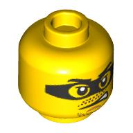 Tête de minifigurine, masque oculaire, barbe naissante, moustache, motif imprimé de sourire déséquilibré en colère (Minifig Head, Eyemask, Stubbled Beard, Moustache, Angry Lopsided Grin Print)