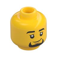 Tête de minifigurine, Sourcils épais, bouc, Sourire imprimé (Minifig Head, Thick Eyebrows, Goatee, Smile Print)