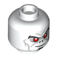 Tête de minifigurine morbius, sourcils pointus, yeux rouges, lignes de joue gris bleuté foncé, nez de chauve-souris, sourire bouche fermée / en colère avec la bouche ouverte et les crocs motif imprimé (Minifig Head Morbius, Pointy Eyebrows, Red Eyes, Dark Bluish Gray Cheek Lines, Bat Nose, Closed Mouth Smile / Angry with Open Mouth and Fangs Print)