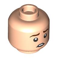 Tête de minifigurine Pippin, sourcils brun rougeâtre, Sourcils levés confus/questionnant, Motif imprimé dents de lapin (Minifig Head Pippin, Reddish Brown Eyebrows, Raised Eyebrows Confused/Questioning, Rabbit Teeth Print)