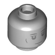 Tête de minifigurine Statue, visage gris bleuté foncé, motif : expression neutre / air renfrogné (Minifig Head Statue, Dark Bluish Grey Face, Neutral/Frown Print)