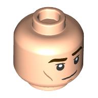 Tête de minifigurine Cédric Diggory / prince charmant, sourcils brun foncé, sourire bouche fermée / bouche ouverte motif imprimé (Minifig Head Cedric Diggory / Prince Charming, Dark Brown Eyebrows, Smirk Closed Mouth / Open Mouth Print)