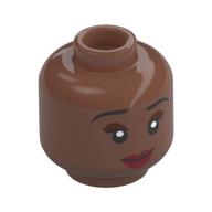 Tête de minifigurine Tiana, sourcils noirs, Fard à paupières Nougat, lèvres rouge foncé, bouche ouverte/fermer la bouche motif imprimé (Minifig Head Tiana, Black Eyebrows, Nougat Eyeshadow, Dark Red Lips, Open Mouth/Close Mouth Print)