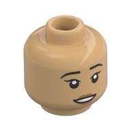 Tête de minifigurine Cho Chang, lèvres nougat moyen, bouche triste / ouverte motif imprimé (Minifig Head Cho Chang, Medium Nougat Lips, Sad / Open Mouth Print)