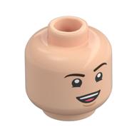 Tête de minifigurine v, sourcils brun foncé, bouche ouverte parler / clin d'œil motif imprimé (Minifig Head V, Dark Brown Eyebrows, Open Mouth Talking/Wink Print)