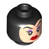Tête de minifigurine mal reine, nougat clair visage, moyen fard à paupières lavande, rouge lèvres motif imprimé (Minifig Head Evil Queen, Light Nougat Face, Medium Lavender Eyeshadow, Red Lips Print)