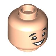 Tête de minifigurine russell, sourcils du dos, fossette du menton, dents sourire / bouche ouverte sourire motif imprimé (Minifig Head Russell, Back Eyebrows, Chin Dimple, Teeth Smile/Open Mouth Smile Print)