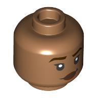 Tête de minifigurine Vaiana, sourcils brun rougeâtre, lèvres, bouche ouverte parlante / air sévère avec motif imprimé sourcils surélevés (Minifig Head Moana, Reddish Brown Eyebrows, Lips, Open Mouth Talking/Stern with Raised Eyebrow Print)