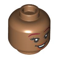 Tête de minifigurine Ariel, sourcils rouge foncé, lèvres orange foncé, bouche ouverte sourire/grand bouche ouverte sourire, motif imprimé de langue rose foncé (Minifig Head Ariel, Dark Red Eyebrows, Dark Orange Lips, Open Mouth Smile/Wide Open Mouth Smile, Dark Pink Tongue Print)