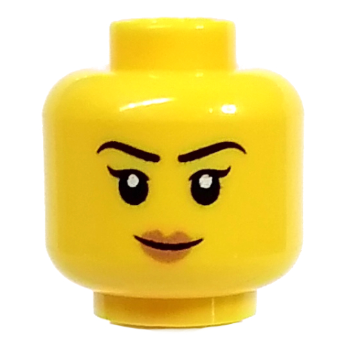 Tête de minifigurine fauconnier, lèvres nougat moyen, sourire déterminé / bouche ouverte surprise sourire motif imprimé (Minifig Head Falconer, Medium Nougat Lips, Determined Smile / Surprised Open Mouth Smile Print)